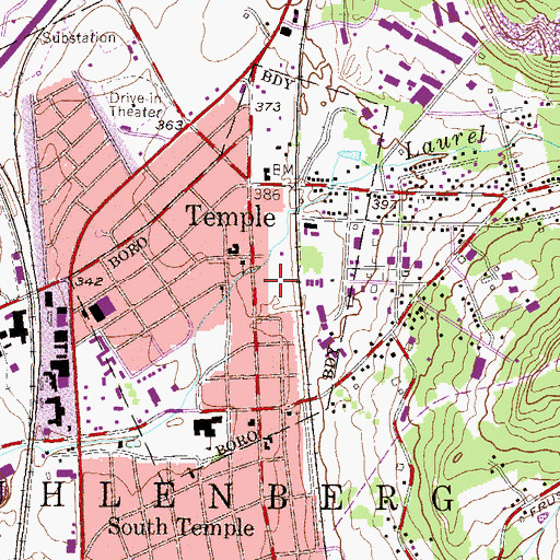 Topographic Map of Temple Playground, PA