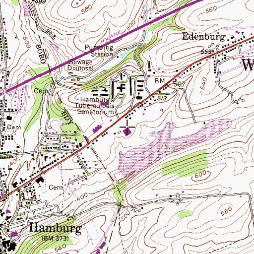 Topographic Map of The Bridge Church, PA