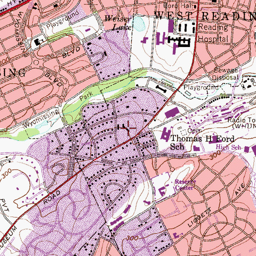 Topographic Map of The Villa Saint Elizabeth, PA