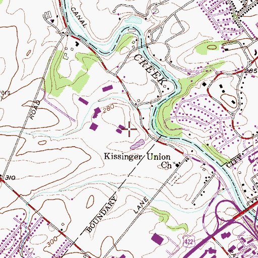 Topographic Map of The Village Residence Halls, PA