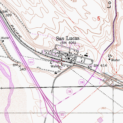 Topographic Map of San Lucas, CA