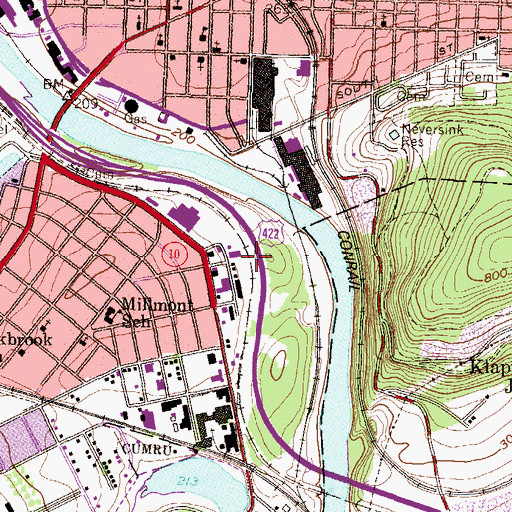 Topographic Map of Thun Trail, PA