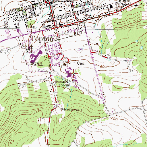Topographic Map of Topton Lutheran Home, PA