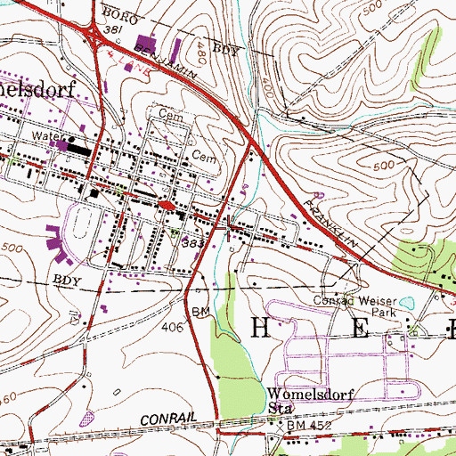Topographic Map of Town Park, PA