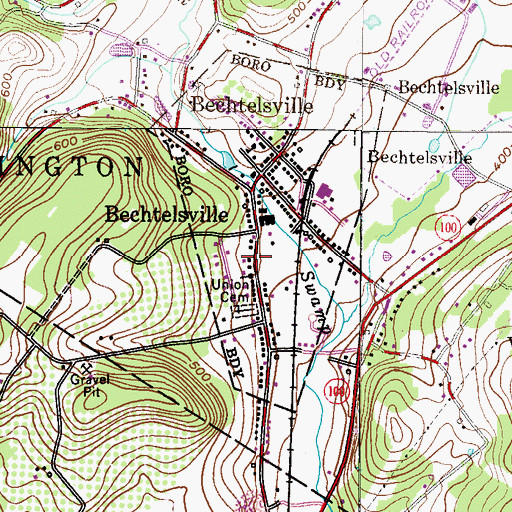 Topographic Map of Trinity Evangelical Lutheran Church, PA
