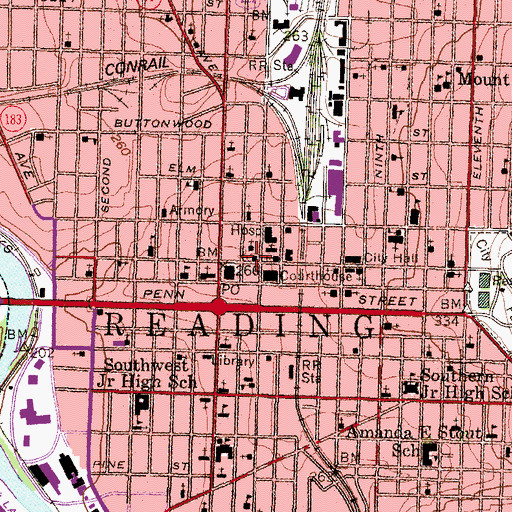 Topographic Map of Trinity Lutheran Church, PA