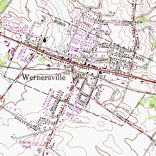 Topographic Map of Trinity Lutheran Church, PA