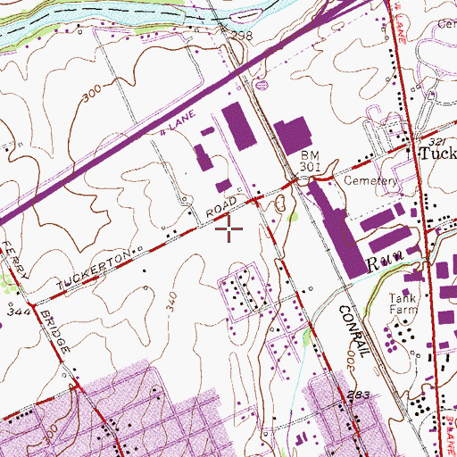 Topographic Map of Tuckerton Commerce Center, PA