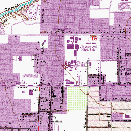Topographic Map of Carson Junior High School, AZ