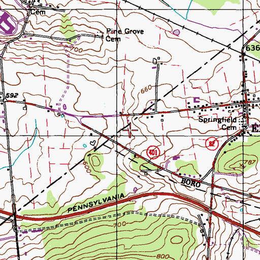 Topographic Map of Twin Valley Elementary Center, PA