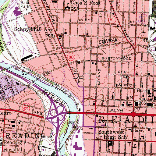 Topographic Map of Union Baptist Church, PA
