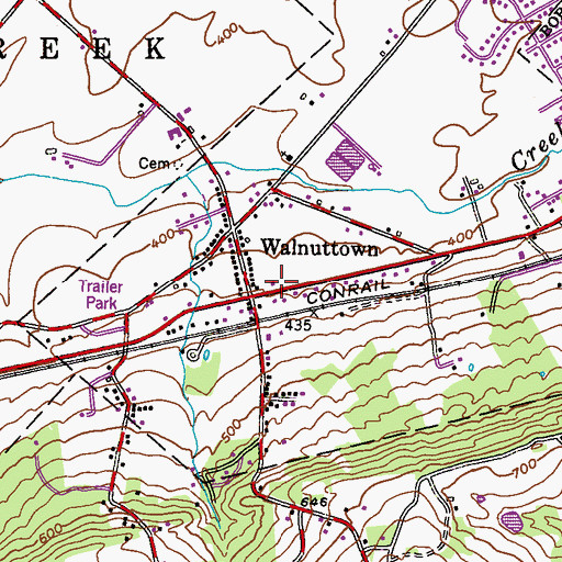 Topographic Map of Walnuttown Fire Company 1 Station 32, PA