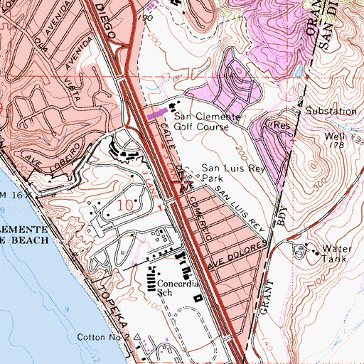 Topographic Map of San Luis Rey Park, CA