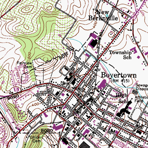 Topographic Map of Walnut Woods, PA