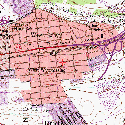 Topographic Map of West Wyomissing Fire Company Station 73, PA