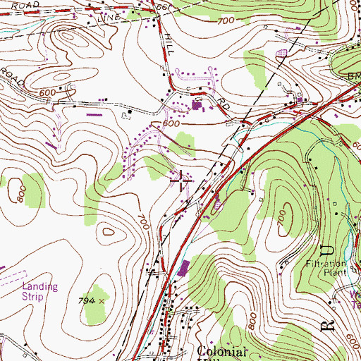 Topographic Map of Wheaton Heights, PA