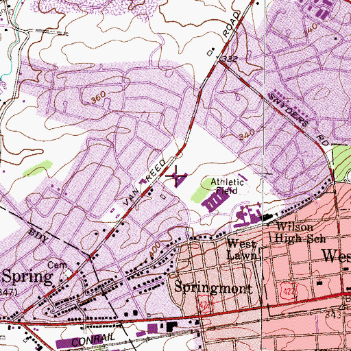 Topographic Map of Whitfield Elementary School, PA