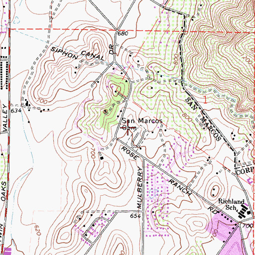 Topographic Map of San Marcos Cemetery, CA