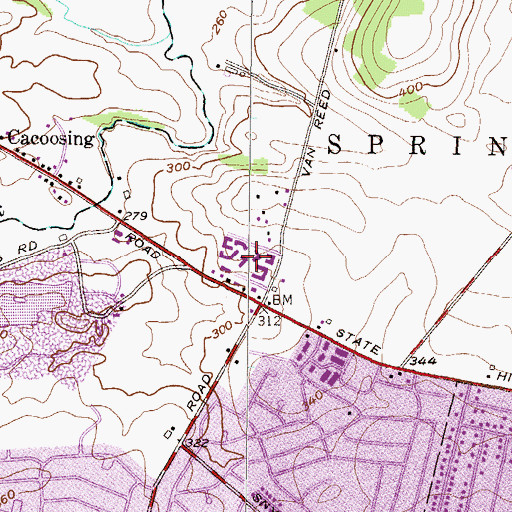 Topographic Map of Will-O-Hill Apartments, PA