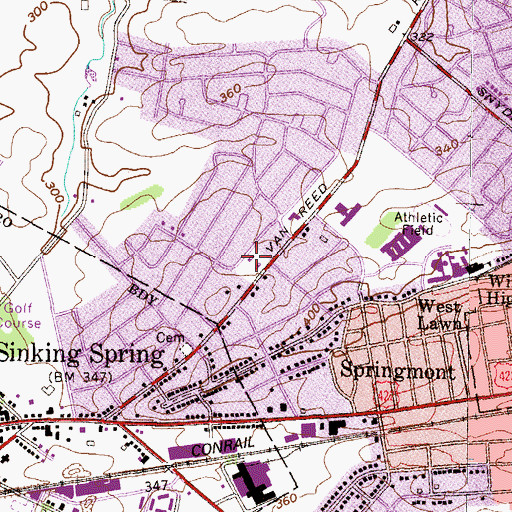 Topographic Map of Wilshire Recreation Association Pool, PA