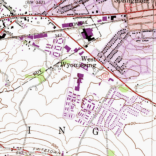 Topographic Map of Wilson Southern Junior High School, PA