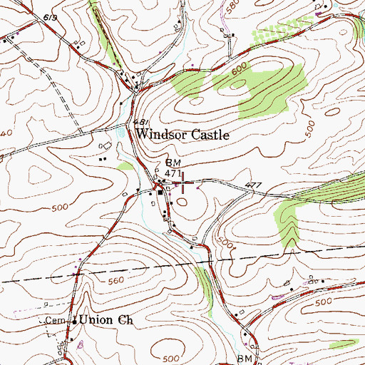 Topographic Map of Windsor Township Supervisors Hall, PA