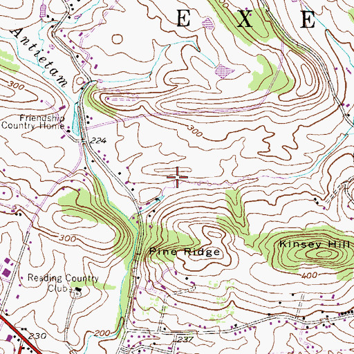 Topographic Map of Wingspread, PA