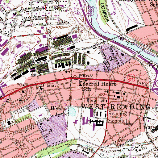 Topographic Map of Woman's Exchange of Reading, PA