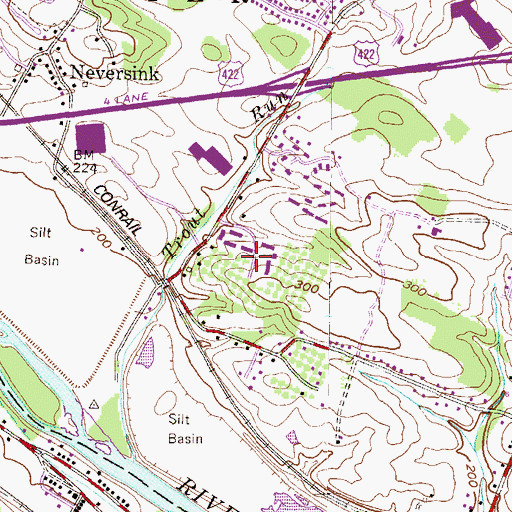 Topographic Map of Woodgate, PA