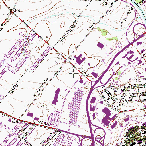 Topographic Map of Woodmill Commons Shopping Center, PA