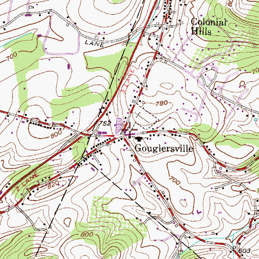 Topographic Map of Wyomissing (Gouglersville) United Church of Christ, PA