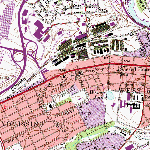 Topographic Map of Wyomissing Borough Hall, PA