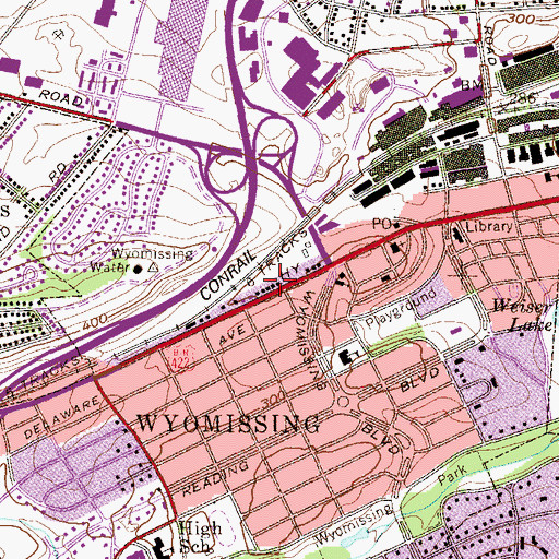 Topographic Map of Wyomissing Fire Company Station 79, PA