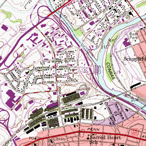 Topographic Map of Wyomissing Maintenance Garage, PA