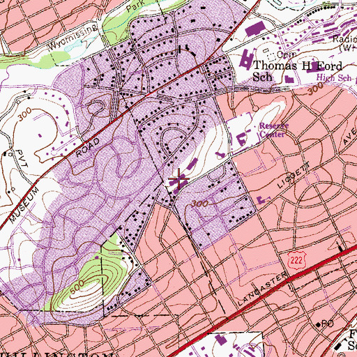 Topographic Map of Wyomissing Park Apartments, PA