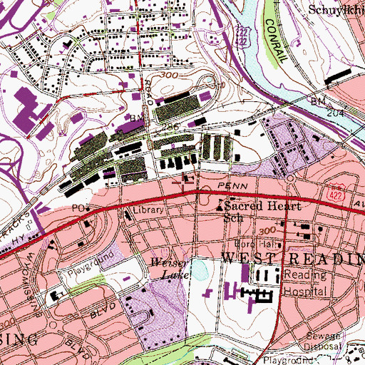Topographic Map of Wyomissing Polytechnic Institute (historical), PA