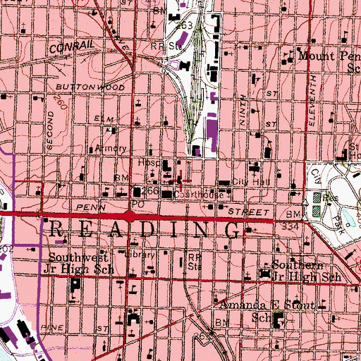 Topographic Map of YMCA, PA