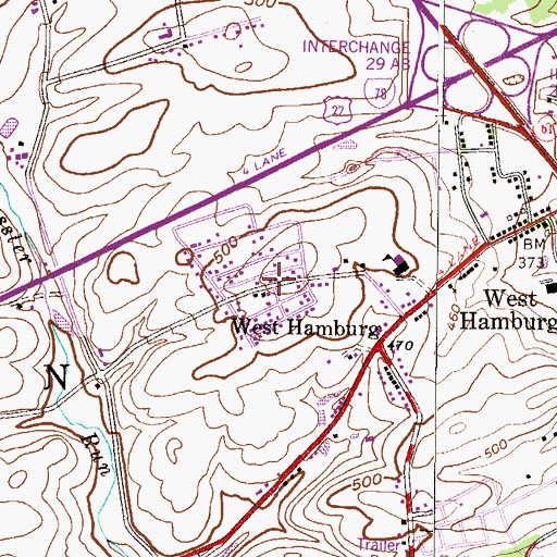 Topographic Map of Yoder Heights, PA