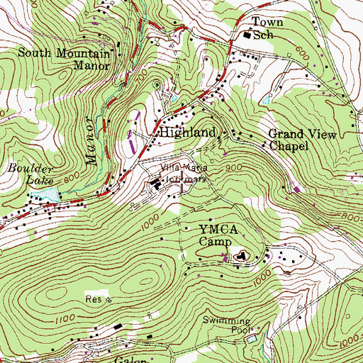 Topographic Map of Young Adult Male Program Building, PA