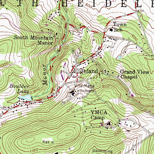 Topographic Map of Young Women's Extended Care Meeting Room, PA