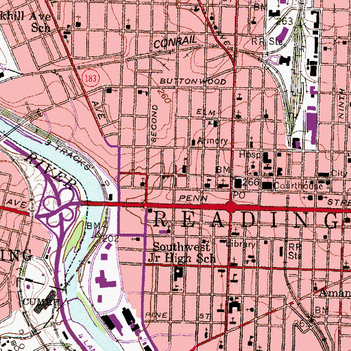 Topographic Map of Zion Baptist Church, PA