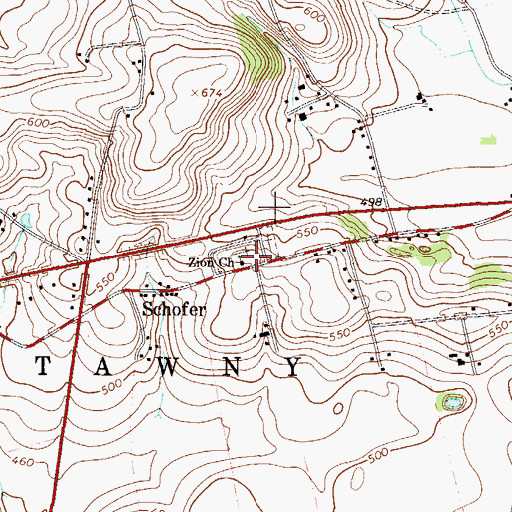 Topographic Map of Zion Church Cemetery, PA