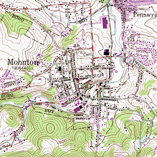 Topographic Map of Zion Evangelical Congregational Church, PA