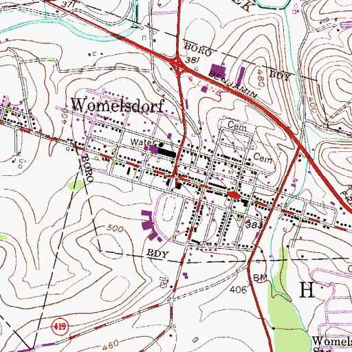 Topographic Map of Zion Lutheran Church, PA