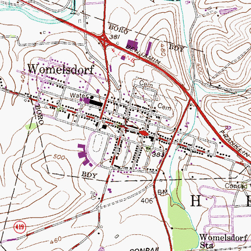 Topographic Map of Zion United Church of Christ, PA