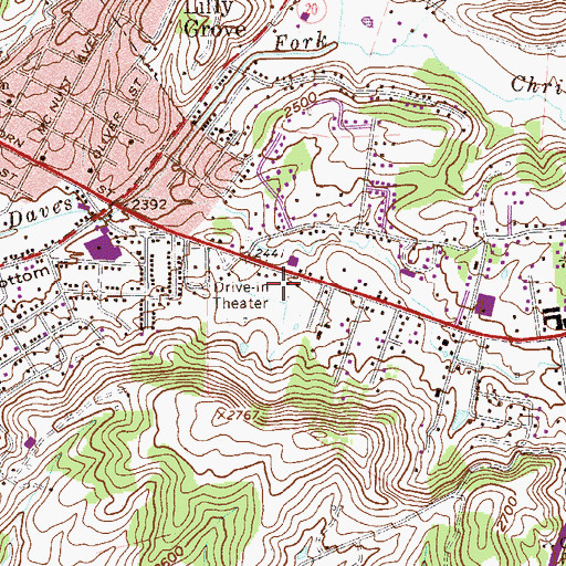 Topographic Map of Mercer Christian Academy Elementary School, WV