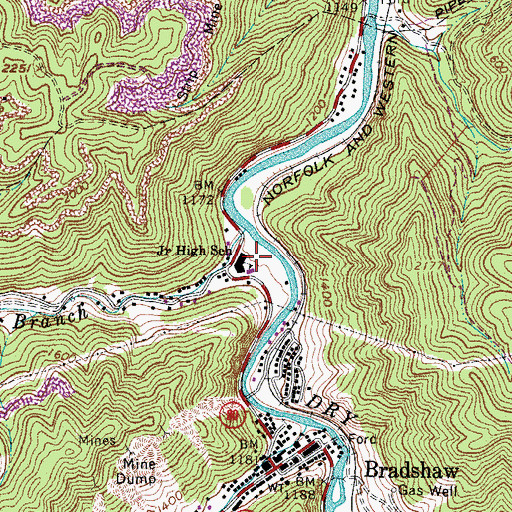 Topographic Map of New High School, WV