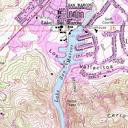 Topographic Map of Lake San Marcos, CA