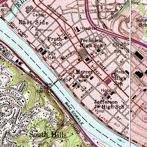 Topographic Map of West Virginia Junior College, WV