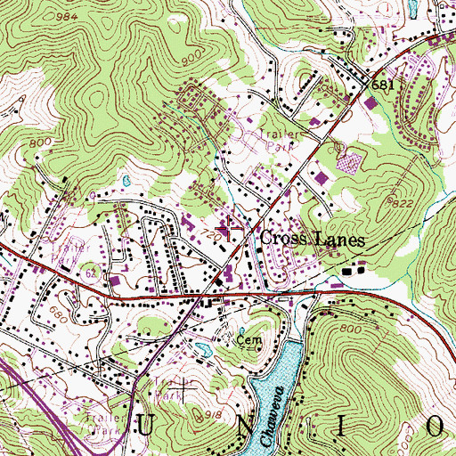 Topographic Map of National Institute of Technology - Cross Lanes Campus, WV